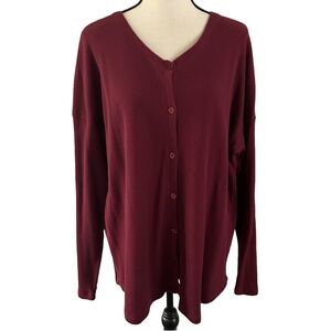Vintage Wrangler Maroon Button Down Oversized Grandma Cardigan Size XL